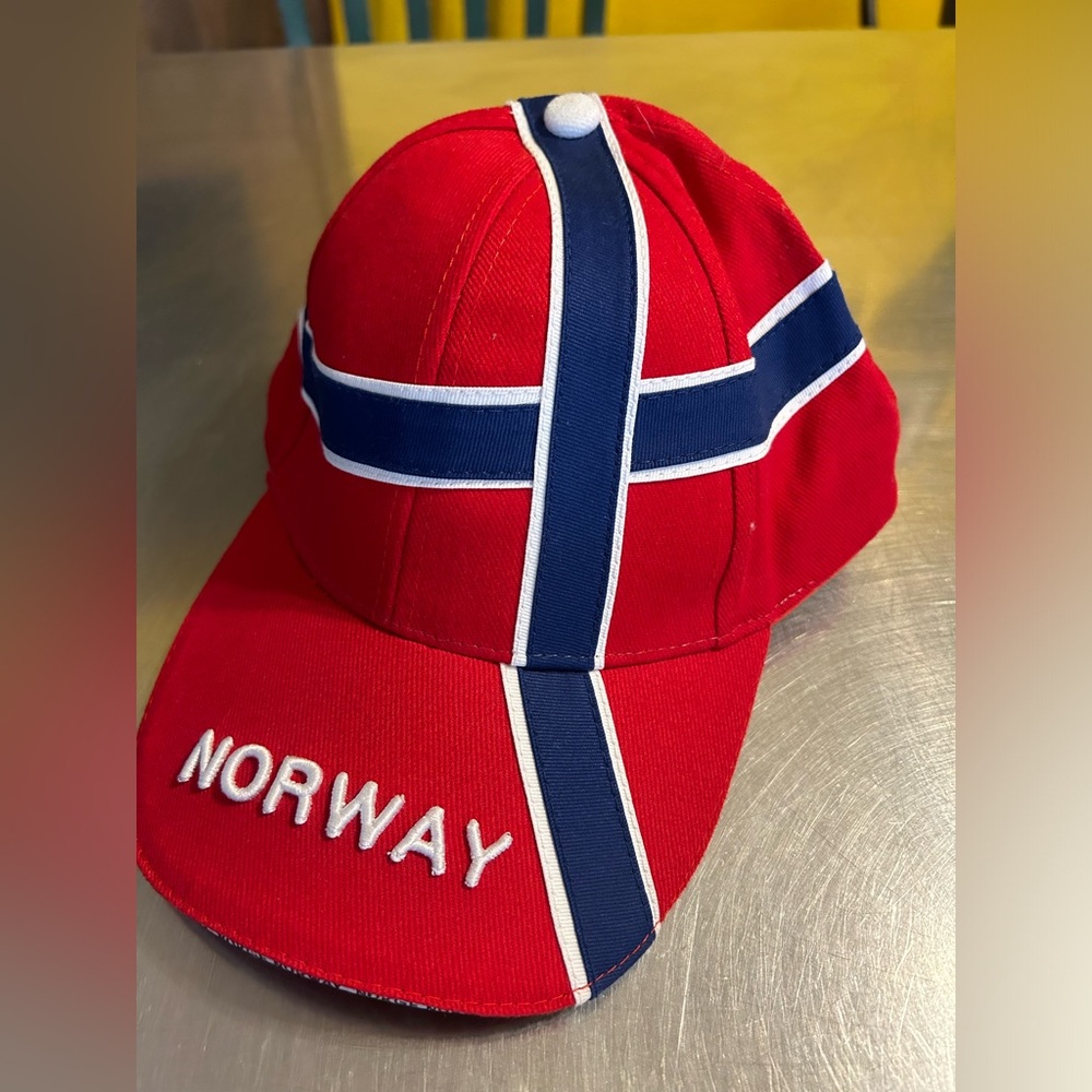 Red Norway Baseball Cap with hook and loop fastener